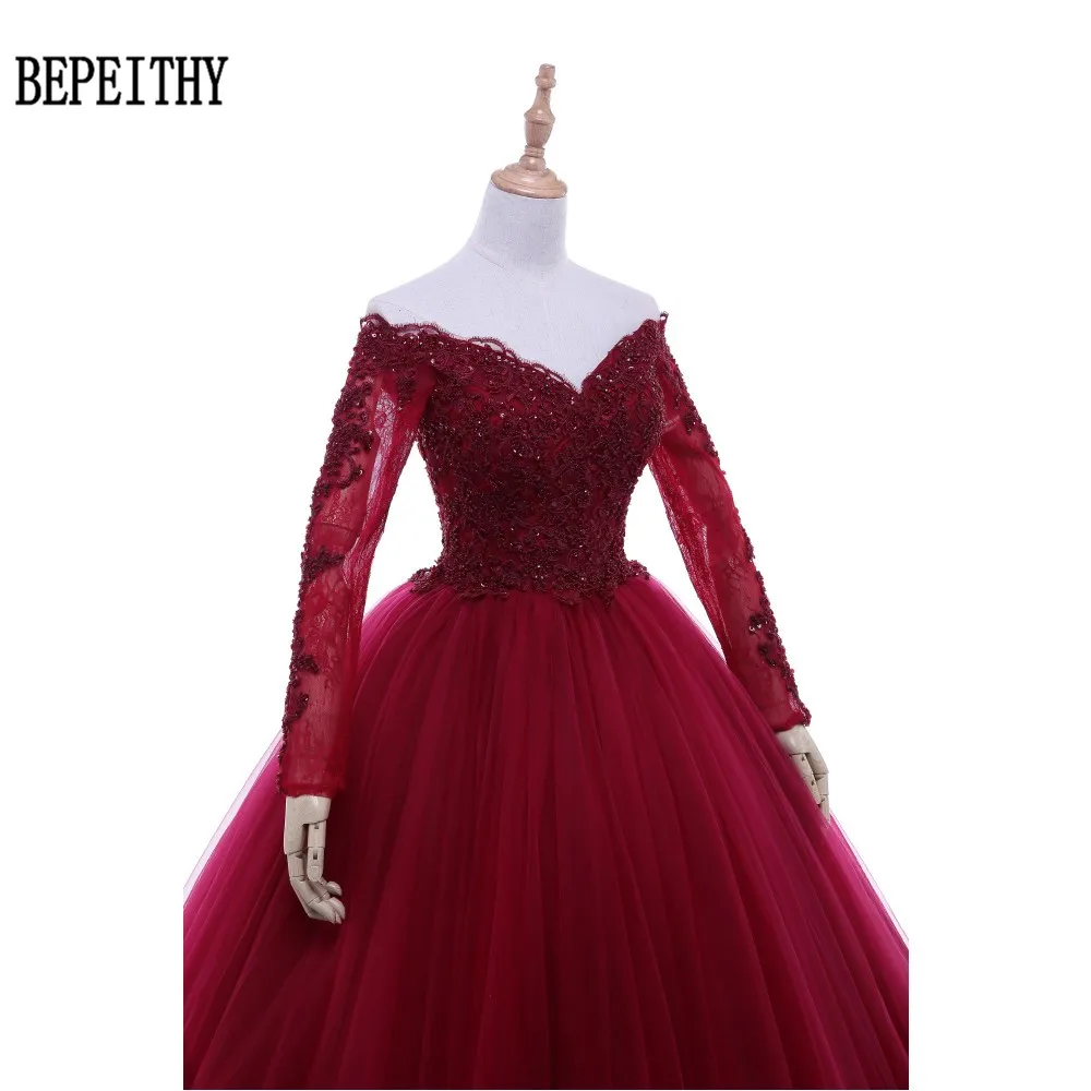 BEPEITHY vestido de festa с v-образным вырезом бордовое А-силуэт Тюлевое вечернее платье сексуальное женское длина до пола пухлый официальный вечерний наряд