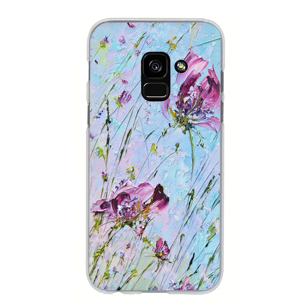 H4 oil painting flowers Hard phone cover case for Samsung Galaxy A3 5 A6 7 8 9 A10 30 40 50 70 - Цвет: H4