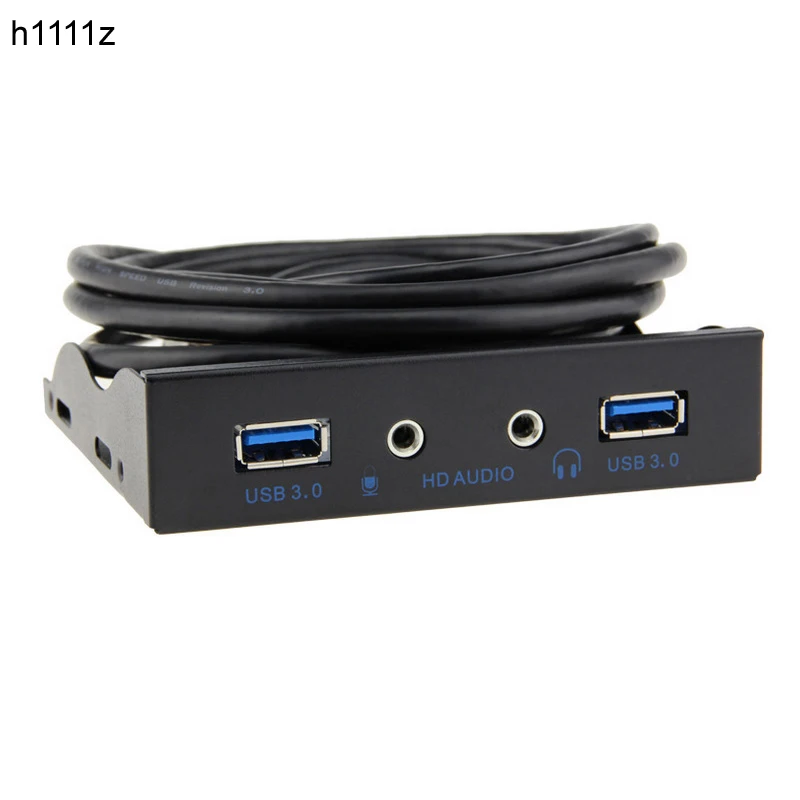 2 Port USB 3.0 Hub Splitter HD Ses 3.5mm Kulaklık Jakı Mic Arayüzü Ön Panel Braketi Adaptörü PC için 20 Pin 3.5 