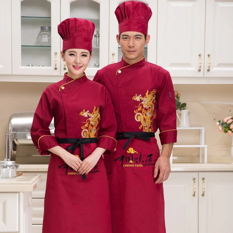 

New Chef's Long Sleeve Fashion Cooker's Outfit Hotel Restaurant Waiter Work Clothes Canteen Restaurant Kitchen Suit B-5581