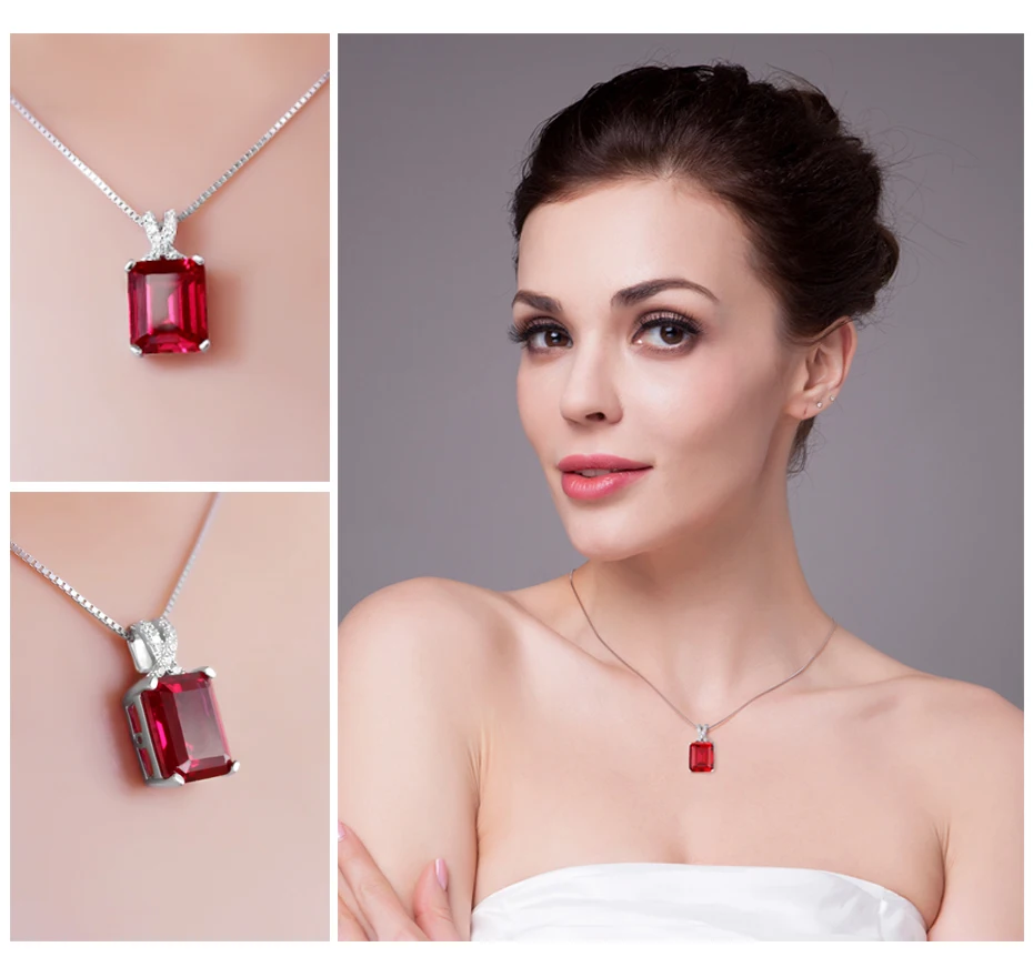 Jewelrypalace Изумрудный Cut 6ct создан красный рубин кулон Твердые стерлингового серебра