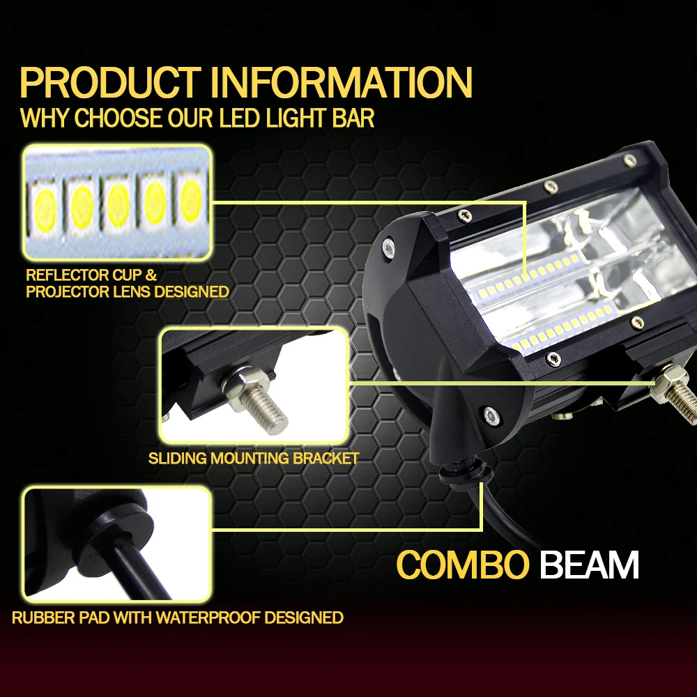 Новинка 2017 года 5 дюймов 72 Вт водить автомобиль Барра лампе de travail Offroad мотоциклов