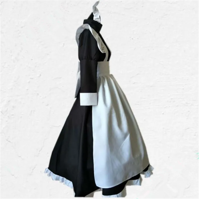 British Style Maid Dress Cosplay Animation World Cafeteria Cafe Dress, Long Dress, Black and White Maid Dress masculin Costume
