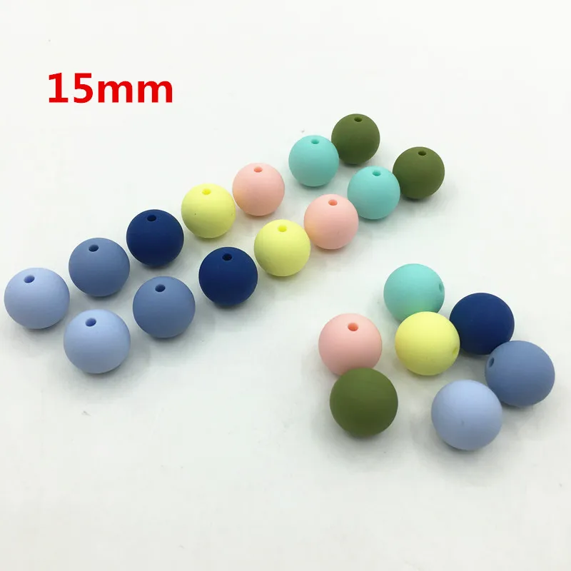

Baby's Round Shape Silicone Teether Beads Silicone Teethers Food Grade Beads For Necklaces Teething Beads 100Pcs/Lot 15mm White
