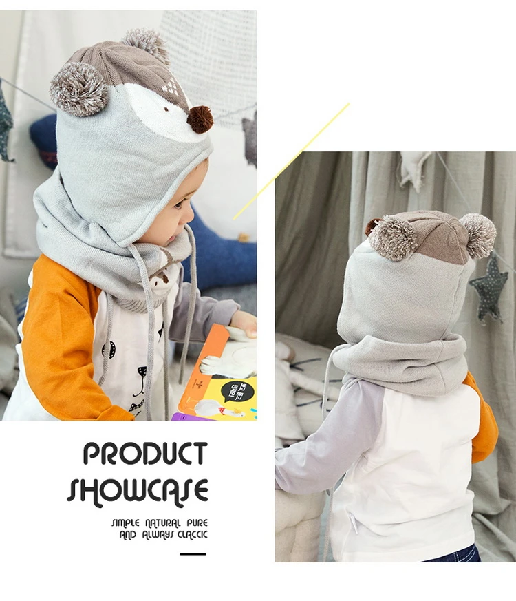 Lemonkid, 3 шт./лот, детская зимняя шапка, шарф, детская шапка с рисунком лисы, детский теплый шарф для мальчиков, костюм, шапочка, бархатная шапка, перчатки для девочек
