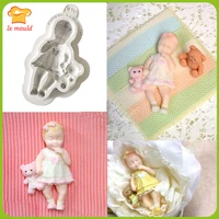 girl bunny fondant silicone molds chocolate candy art mould super light clay mold doll