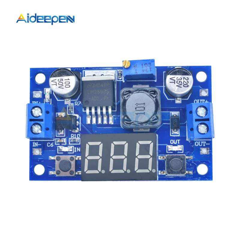LM2596 DC Buck Step Down Module 4V 40V to 1 25 V 37V 2A Регулируемая фотография со светодиодной короткой