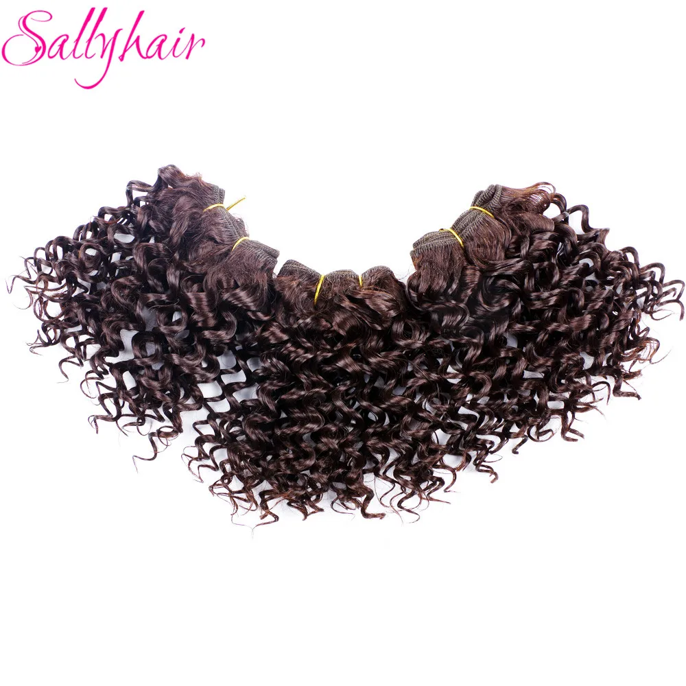 Sallyhair, афро кудрявые вязанные волосы, волнистые, коричневый цвет, высокая температура, синтетические волосы для наращивания, 3 шт./лот, волосы для плетения