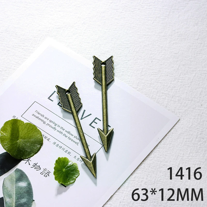 

63*12mm 5pcs Bow Arrow Alloy Pendant For Diy Jewelry Making 2 Colors Antique Silver Antique Bronze No.1416