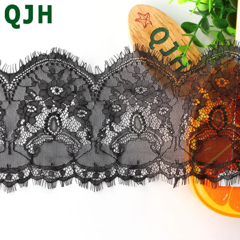 Бренд QJH 3 м/лот ширина 15 см черные ресницы кружевная отделка цветок односторонняя