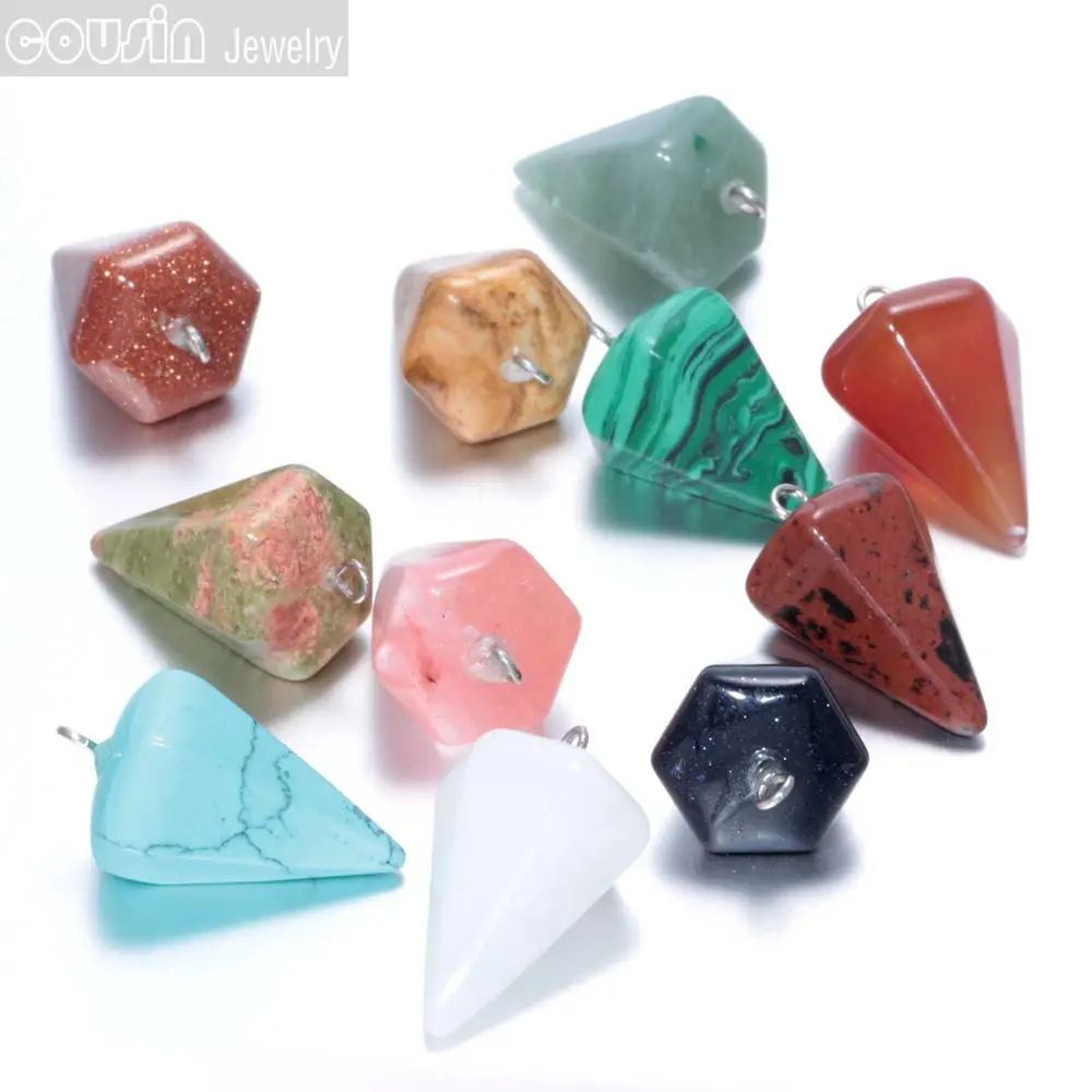 Горячая продажа натуральный камень Cystal Awl кулон с черным кожаным ожерельем