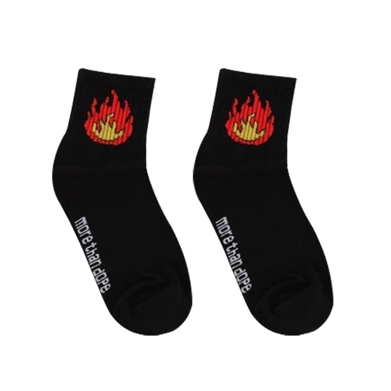 flame Black Мужские и женские носки на каждый день Harajuku Корея японский хлопок котенок пламя Ulzzang носки мужские китайский кактусовый пистолет Акула чужеродных пар Носки - Цвет: flame Black