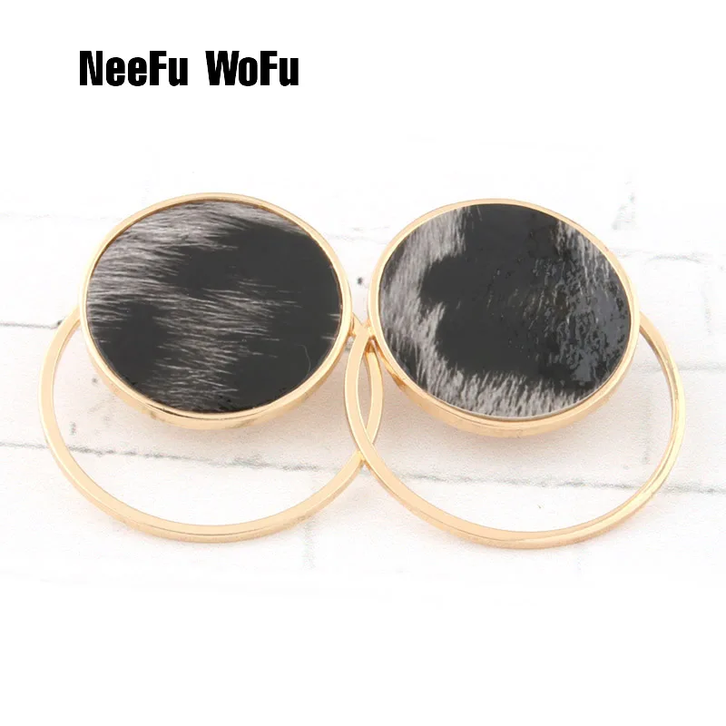 

NeeFu WoFu Camouflage Leather Earring Round Drop Big Earrings for Woman Large Long Brinco Ear Oorbellen Christmas