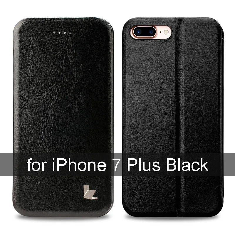 Jisoncase Флип Смарт обложка для iPhone 7 Plus кронштейн Премиум кожа обложка магнит Телефон чехол на айфон 7 плюс 5.5 дюймовый Расширенная PU искусственная кожа - Цвет: Black for i7 plus