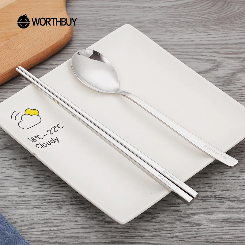Worthbuy 3 шт./компл. Портативный Столовая посуда набор с сумкой 304 Нержавеющая сталь