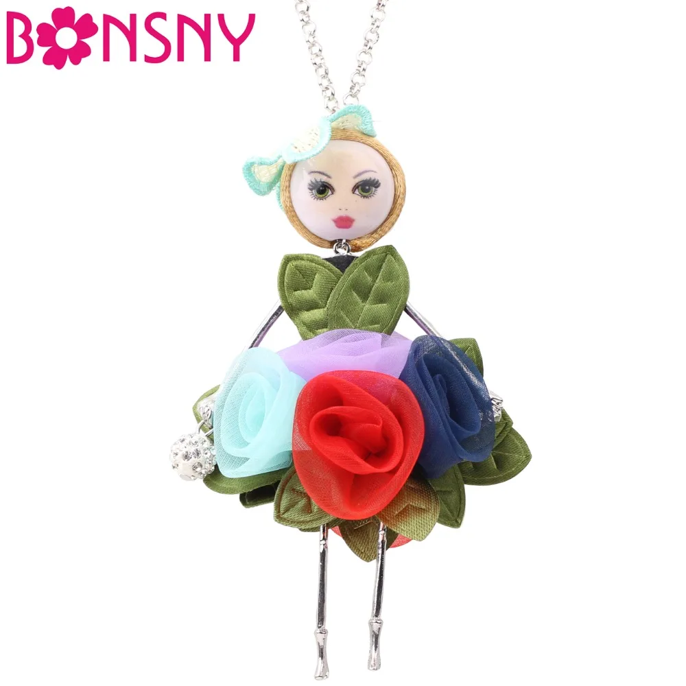 Bonsny эффектное ожерелье с цветком в виде листьев французской куклы кулон ручной