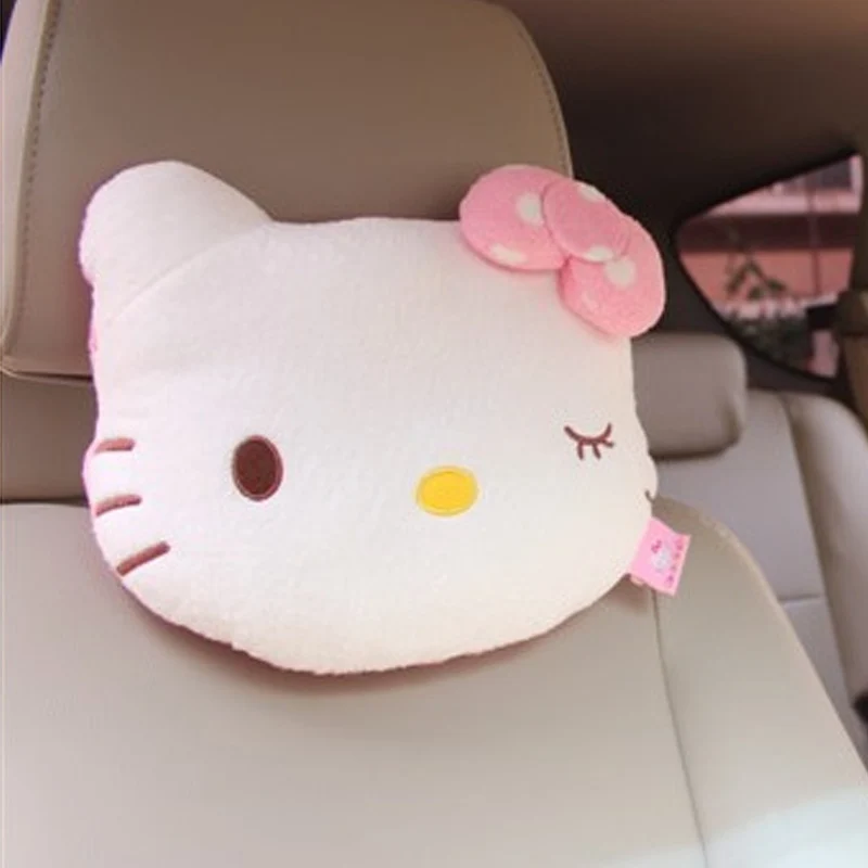 1PCS Hello kitty, 2 шт., аксессуары, подушка на подголовник автомобиля, милая, KT, розовая, авто Безопасность, сиденье, поддержка, подушки, PP хлопок, Автомобильная подушка для шеи - Цвет: 1PCS