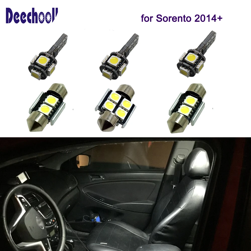 Автомобильные светодиодные лампы deechooll 8 шт. для Kia Sorento 2014 + без солнцезащитной