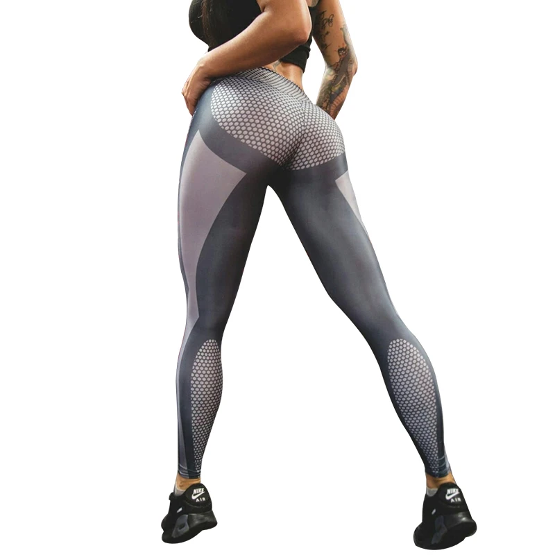 Женские леггинсы с принтом в виде сот модные высокой талией и 3D Цифровым
