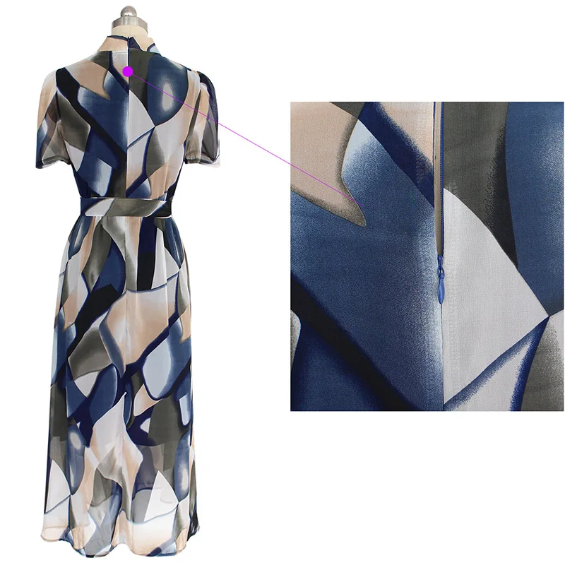 Женское Элегантное летнее Шифоновое Платье макси с поясом и принтом эластичным