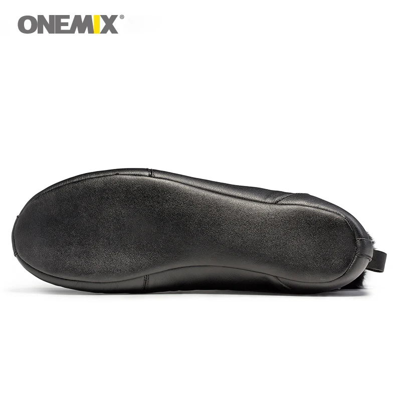 Теплая прогулочная обувь ONEMIX черные меховые ботинки для мужчин домашняя без клея