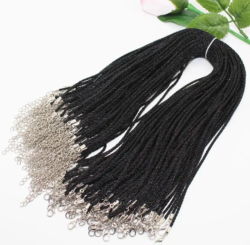 20pcs/lot 2mm Black Color 18&quot Nylon Cord Necklace Materials To Make Necklaces Colares Cuerda Accessories Diy Jewelry Fittings |