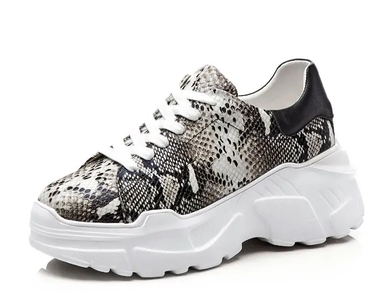 black Buono Scarpe змеиные вены кроссовки женские натуральная коровья кожа Мода папа обувь женские на платформе со шнуровкой эспадрильи Дамская обувь - Цвет: black