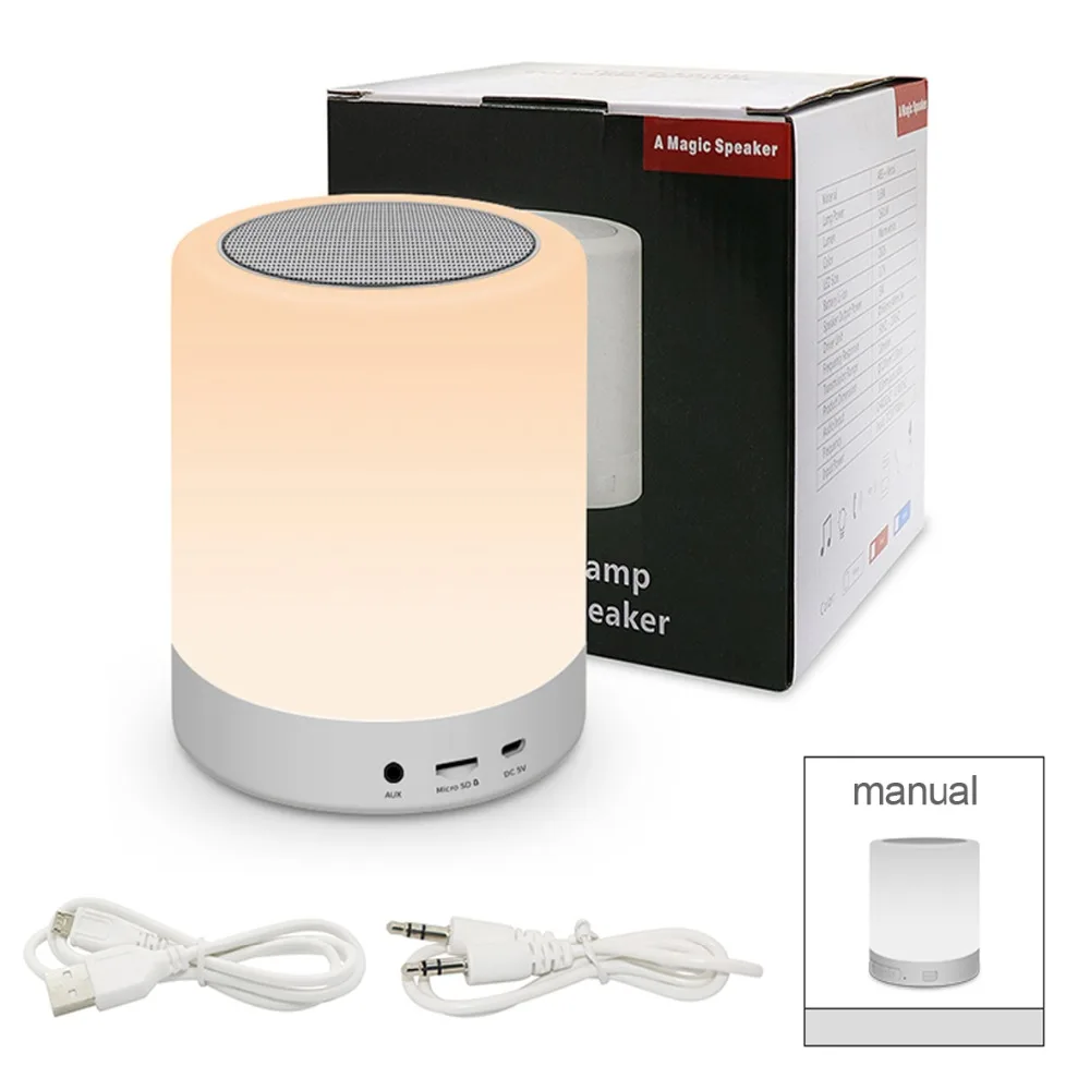 Сенсорная Ночная лампа с Bluetooth динамиком светодиодная подсветка разноцветная