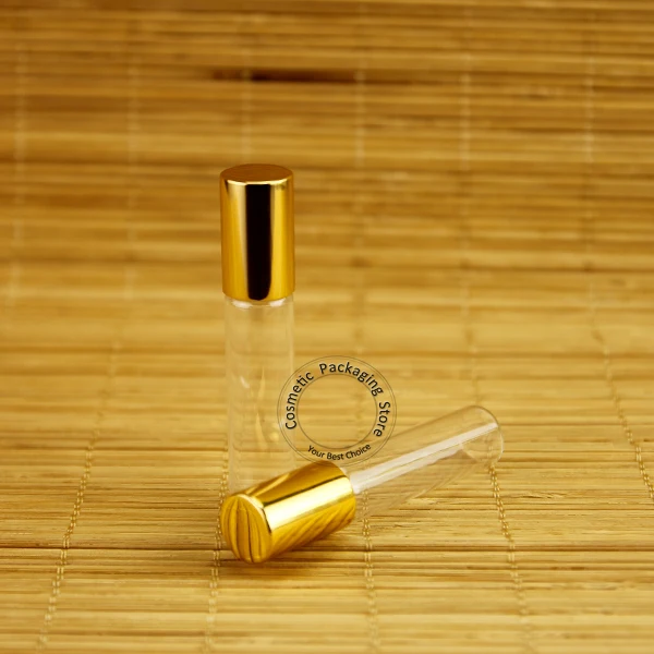 50 шт Продвижение 5 мл стеклянная бутылка для духов Мини Золотая крышка 1/2 унций