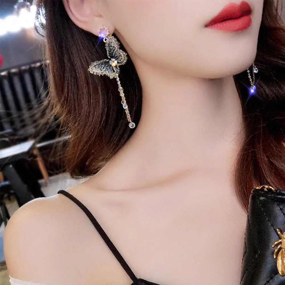 Модная обувь с вышивкой из страз серьги в виде бабочек Для женщин кольцо для