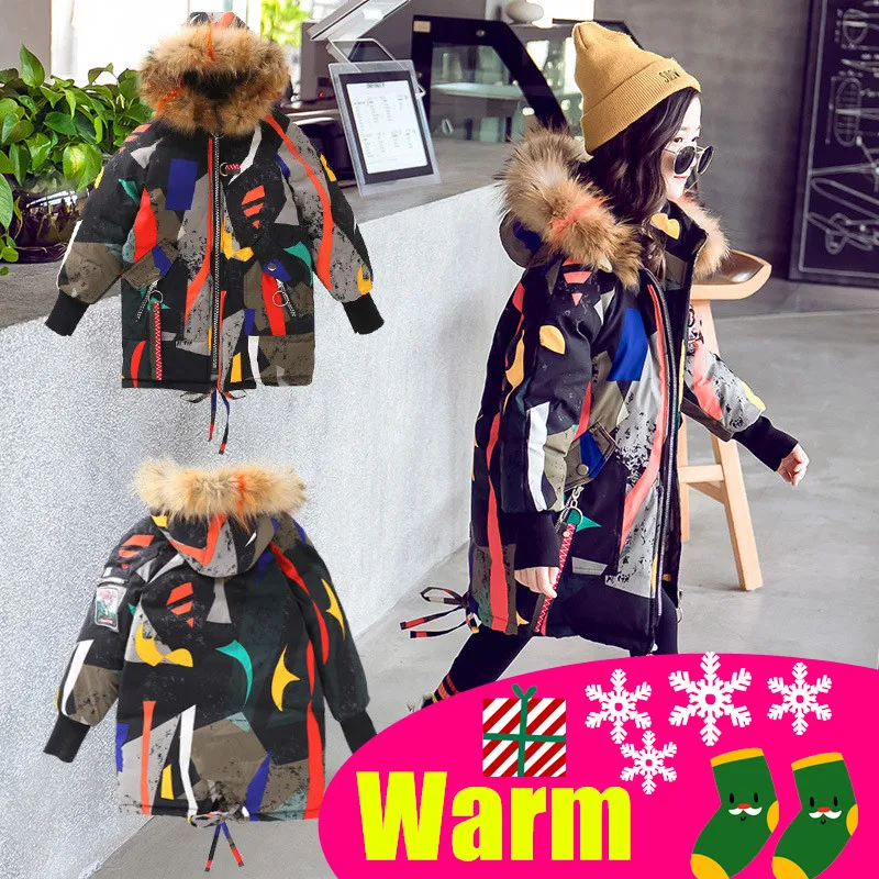 Хлопковые мягкие зимние куртки для девочек детская теплая верхняя одежда с