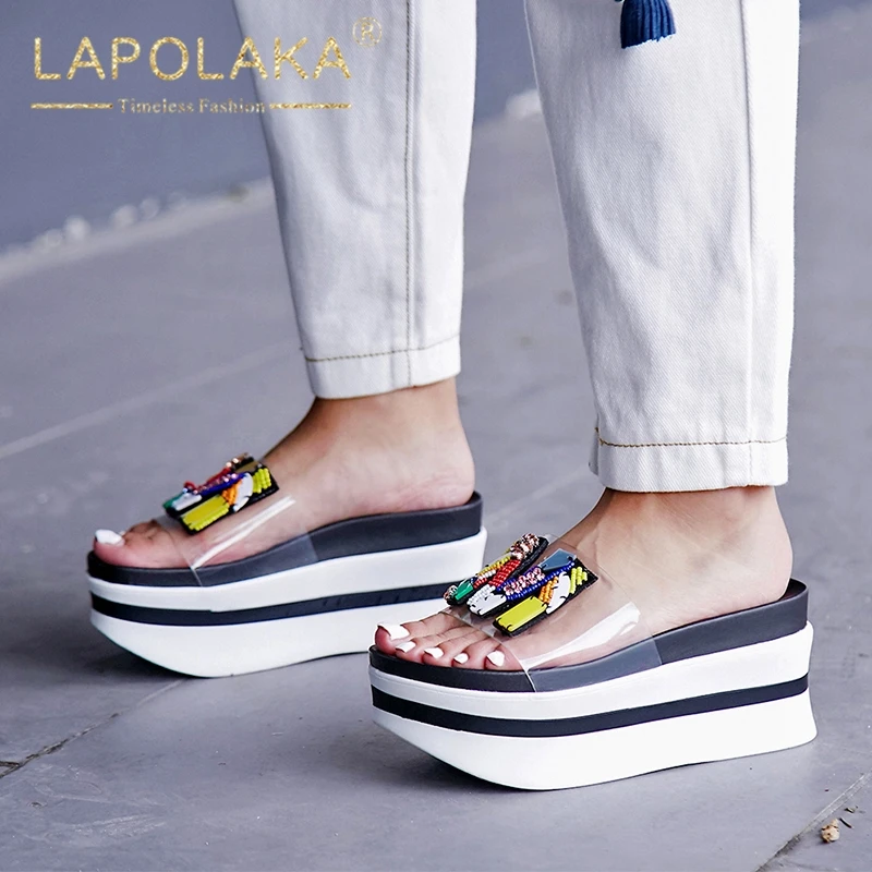 Lapolaka/Новые модные летние туфли на платформе с открытым носком; размеры 34-39 Лидер продаж; Прямая поставка; высококачественные шлепанцы женская обувь