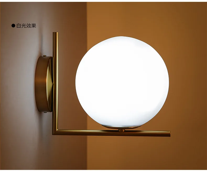 White LED Современный настенный светильник Настенный светильник Крытый Светодиодный стеклянный шар настенные светильники для спальни прикроватная домашняя осветительная арматура бра - Цвет абажура: White LED