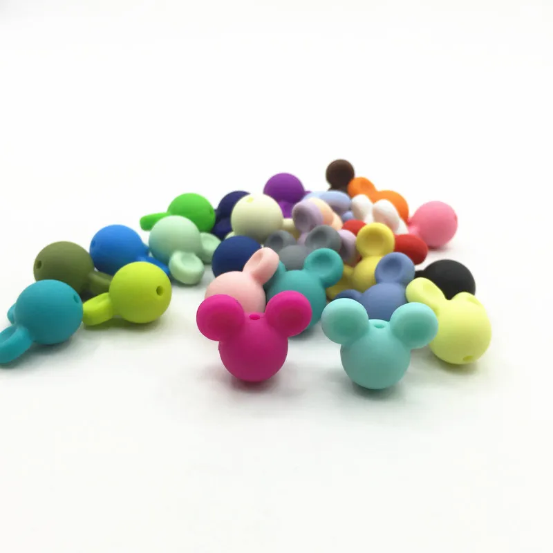 Силиконовые бусины с рисунком Микки 27 цветов 100 шт./лот|teething beads|round silicone beadssilicone beads