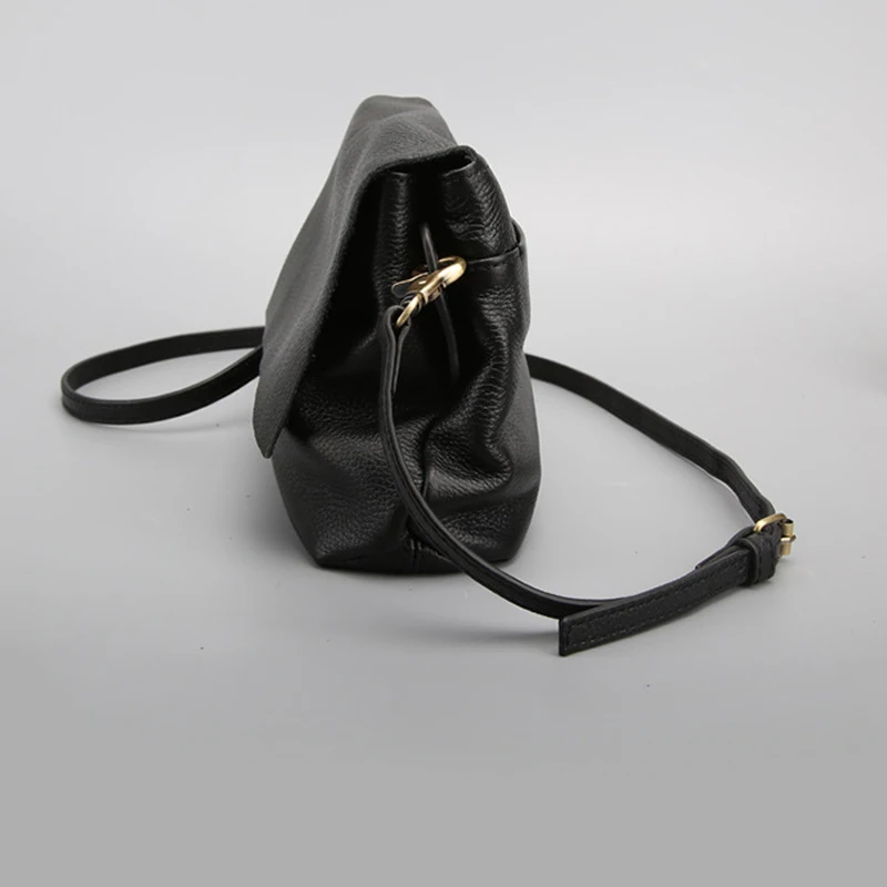 Сумка мессенджер YESIKIMI Женская маленькая черная из натуральной кожи|bag genuine