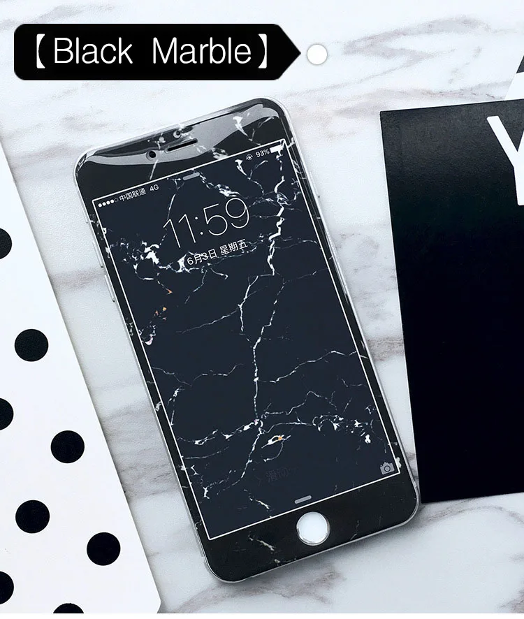 Крутая мраморная защита для экрана из закаленного стекла для iPhone 8, 8 Plus, 6, 6 S, 6 Plus, 7, 7 Plus, полное покрытие, 3D изогнутая декоративная пленка