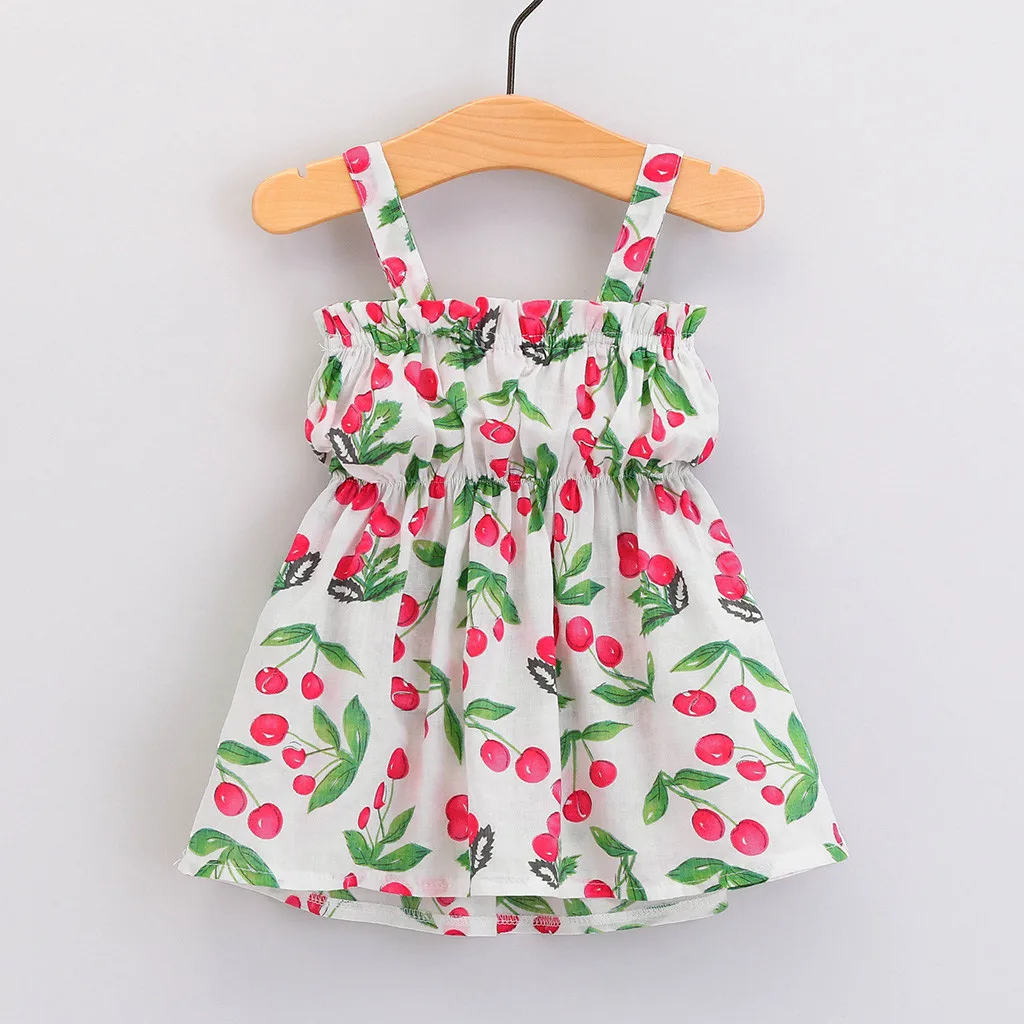 T Dress For Girls Sleeveless Summer Girl Print Children Ruched Teenage Kids Clothes 1 2 3 4 5 Year 6.26 | Детская одежда и обувь
