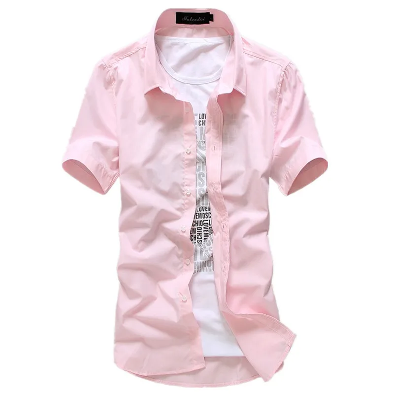 Мужская рубашка с коротким рукавом Повседневная приталенная хлопковая весна