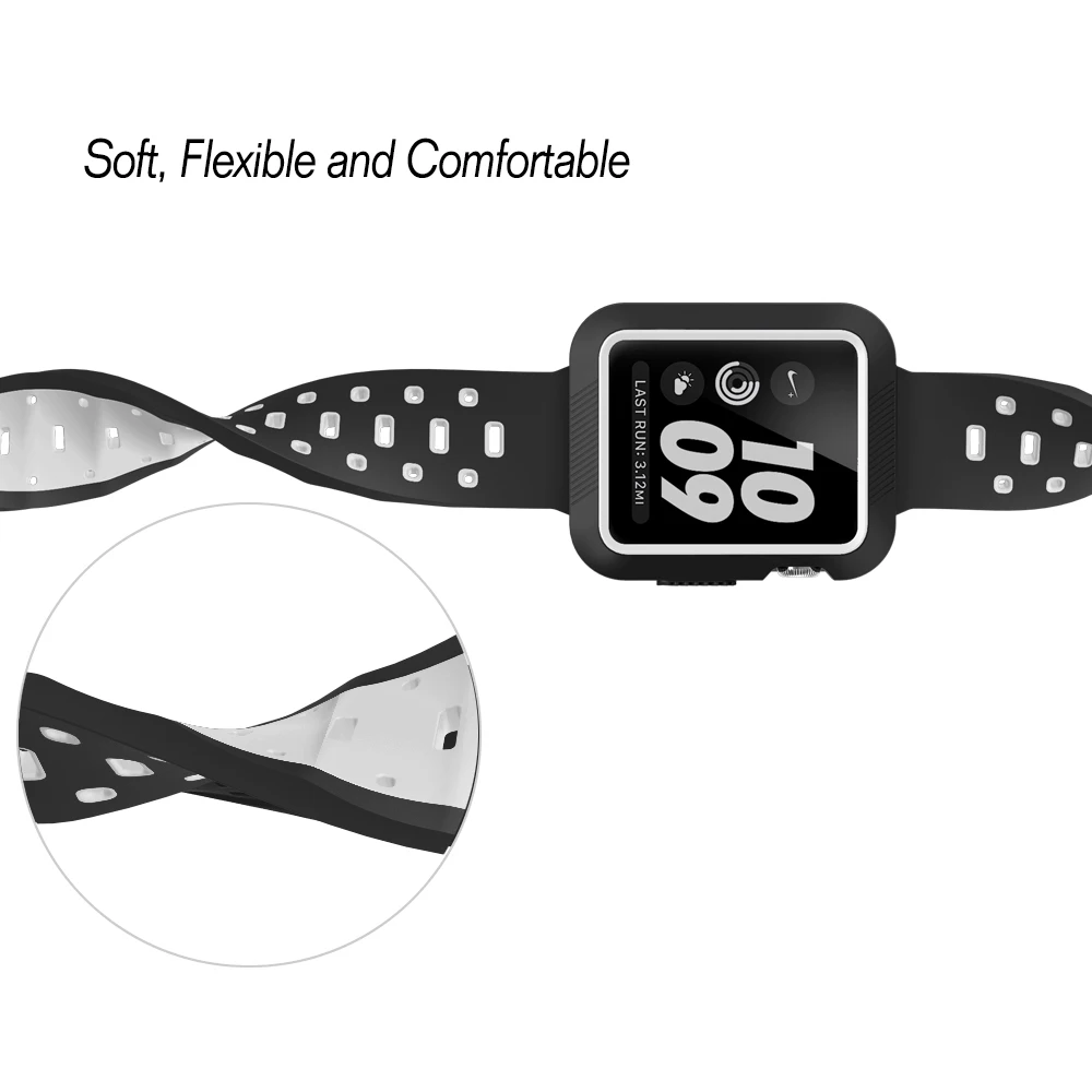Ремешок для Apple Watch Series 3 ремешки 3/Series 2/Series 1 мягкий силиконовый спортивный сменный