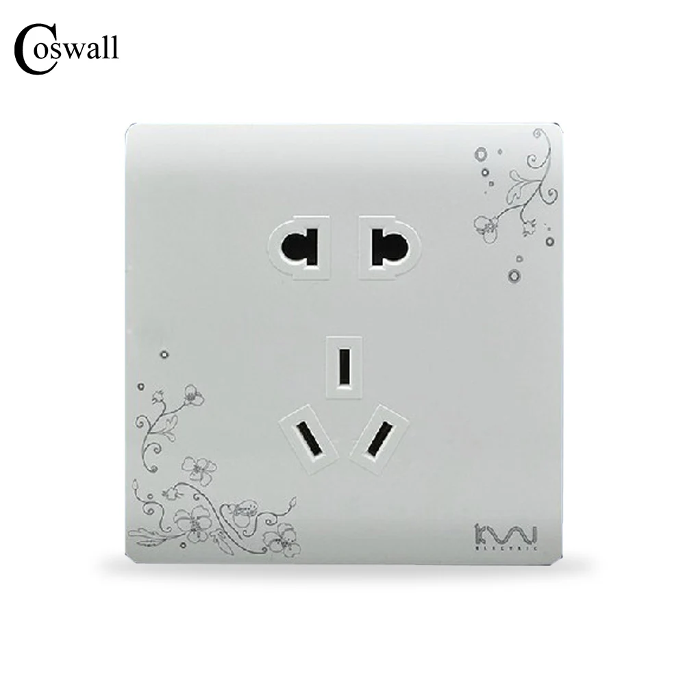 COSWALL модная настенная электрическая розетка 5 отверстий короткая белая