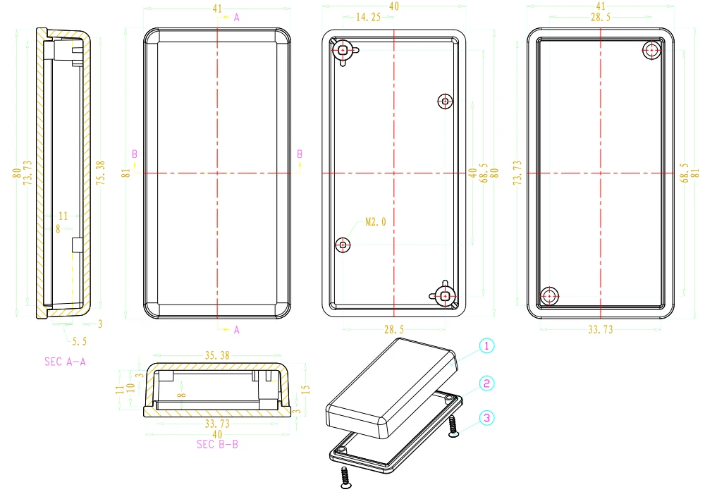 Szomk высококачественный корпус из АБС пластика электроника (2 шт.) 81*41*15 мм