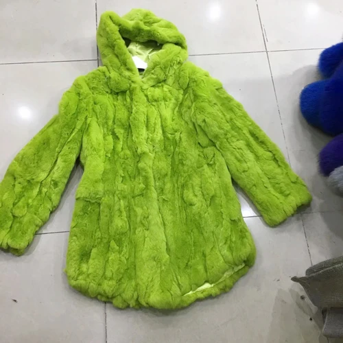 green Натуральный мех кролика рекс пальто Настоящий мех кролика куртка теплое мягкое толстое пальто из меха кролика рекс оптом в розницу - Цвет: green