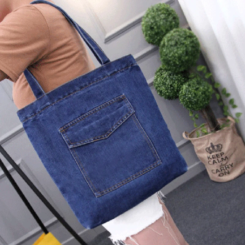

HLDAFA 2019 New Women Bag Large Capacity Cowboy Handbag High Qualtity Wild Casual Canvas Denim Shoulder Bag Flap Shopping Bag