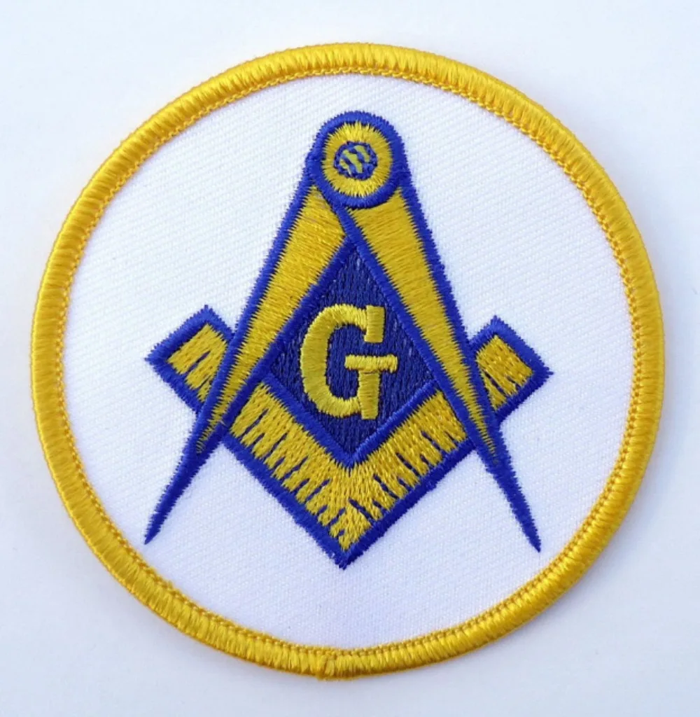 

Factory Price Custom yellow And blue Maonic Logo embroidery badge