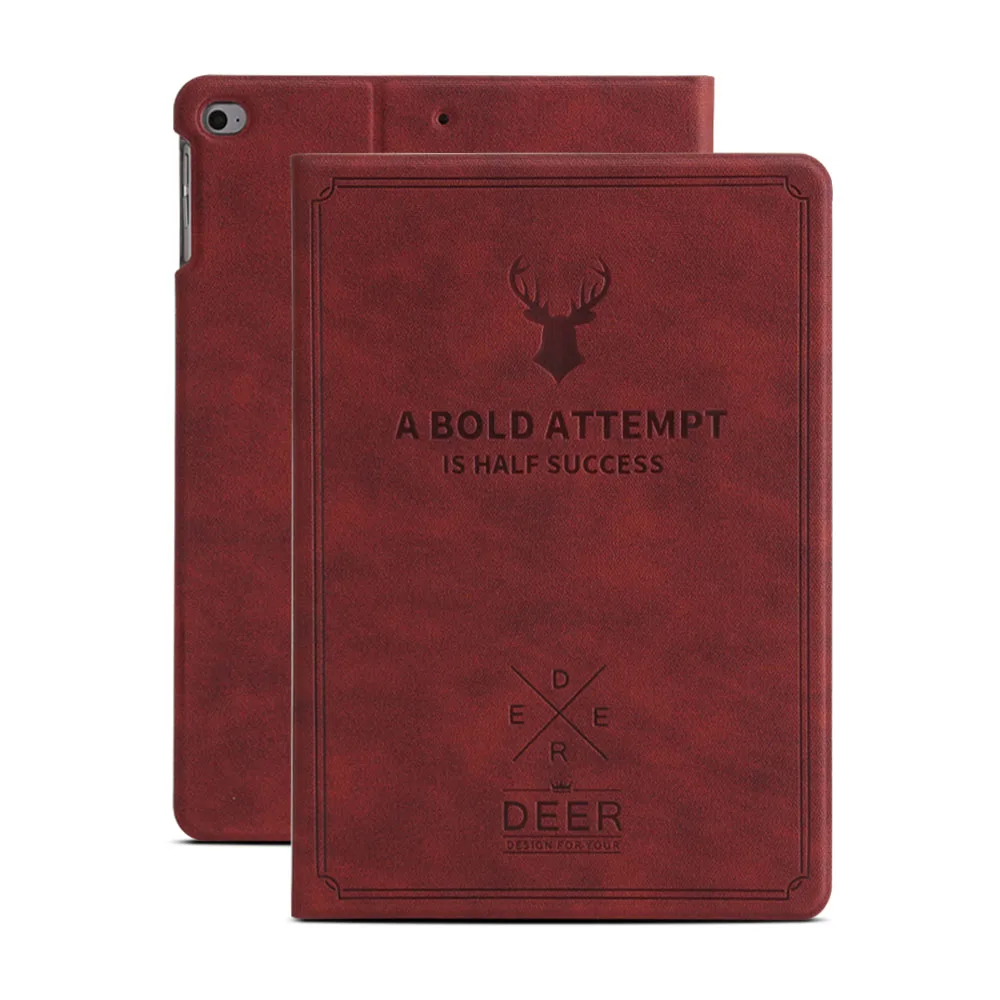 Корпус нового для Apple iPad Air 1 2013 выпуска крышку A1474 A1475 A1476 PU высокого качества кожи оленя Смарт сна просыпаюсь PU shell - Цвет: Red