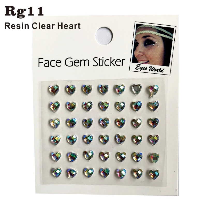 Прозрачная блестящая полимерная палочка RG11 в форме сердца на лице Декор наклейка