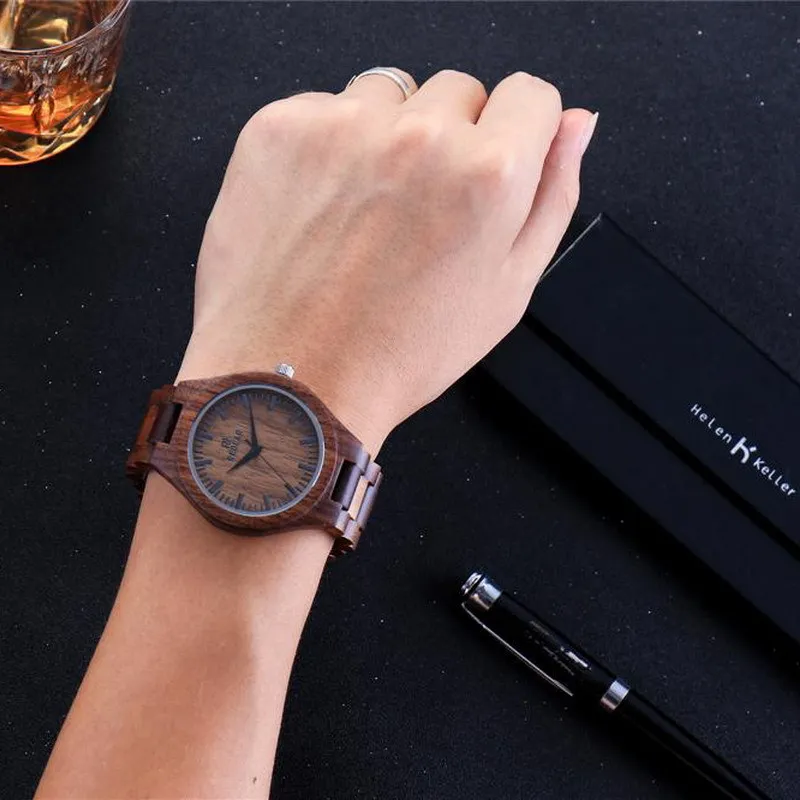 

YULUCH New Retro Walnut Watch Men's Simple Fashion Design Brand Quartz Hour Hand Wood Imported Movement Watch Gift