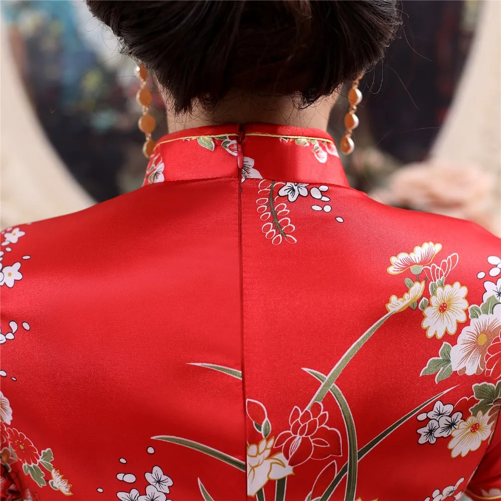 Шанхай история длинное Qipao атласное Cheongsam китайское традиционное платье с