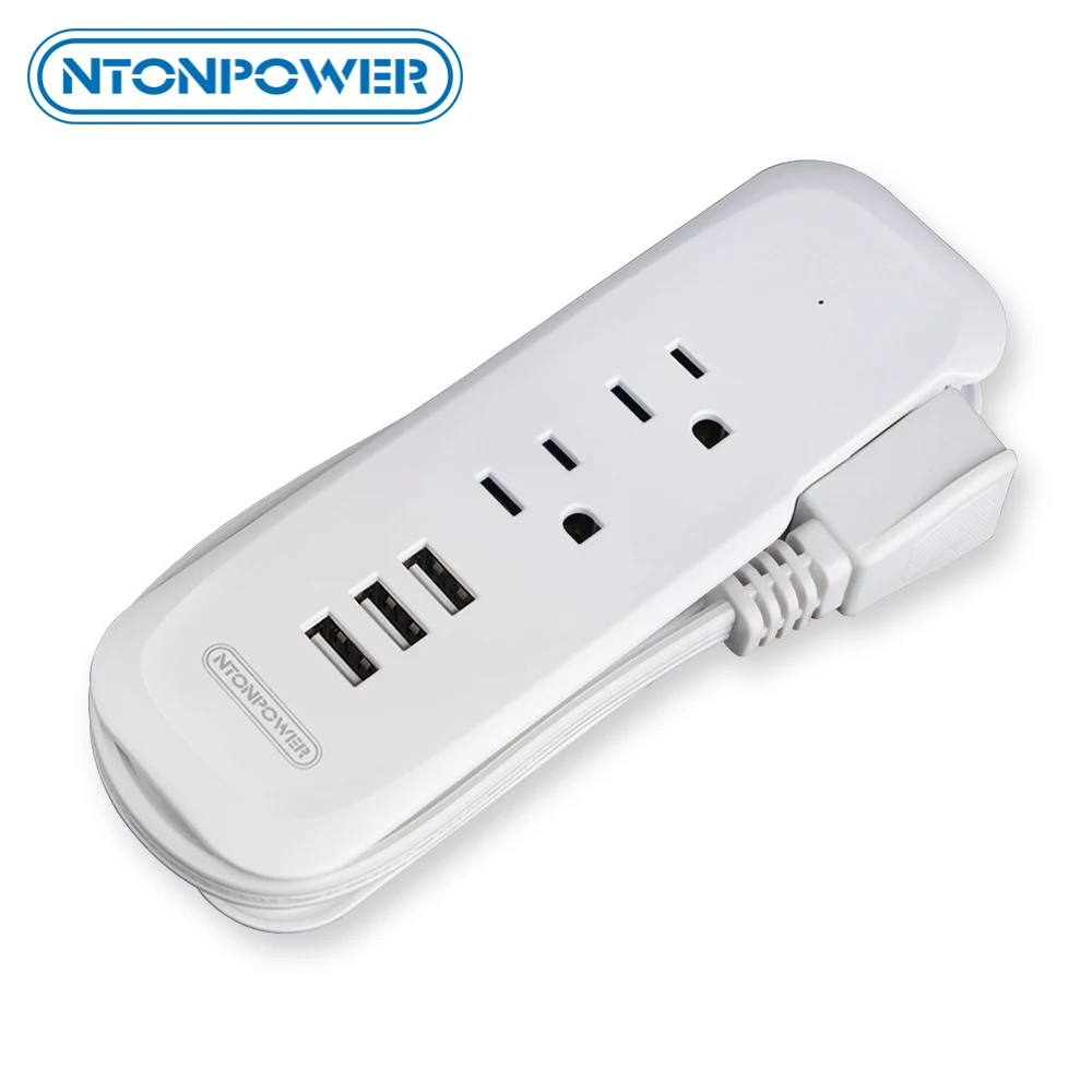 NTON портативная полоса питания для путешествий 2 AC 3 USB электрическая вилка с