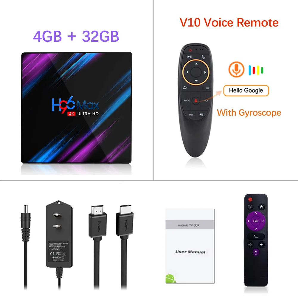 4GB 32GB V10 H96MAX Smart 4K tv Box Android 9,0 4 Гб ОЗУ 64 Гб ПЗУ RK3318 1080p 60fps H96 Max медиаплеер Youtube телеприставка 2G16G - Цвет: 4GB 32GB V10